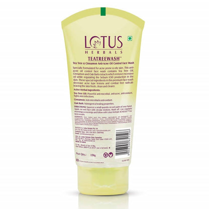 Lotus Herbals Teatreewash Tea Tree & Cinnamon Anti-Acne Oil Control Face wash