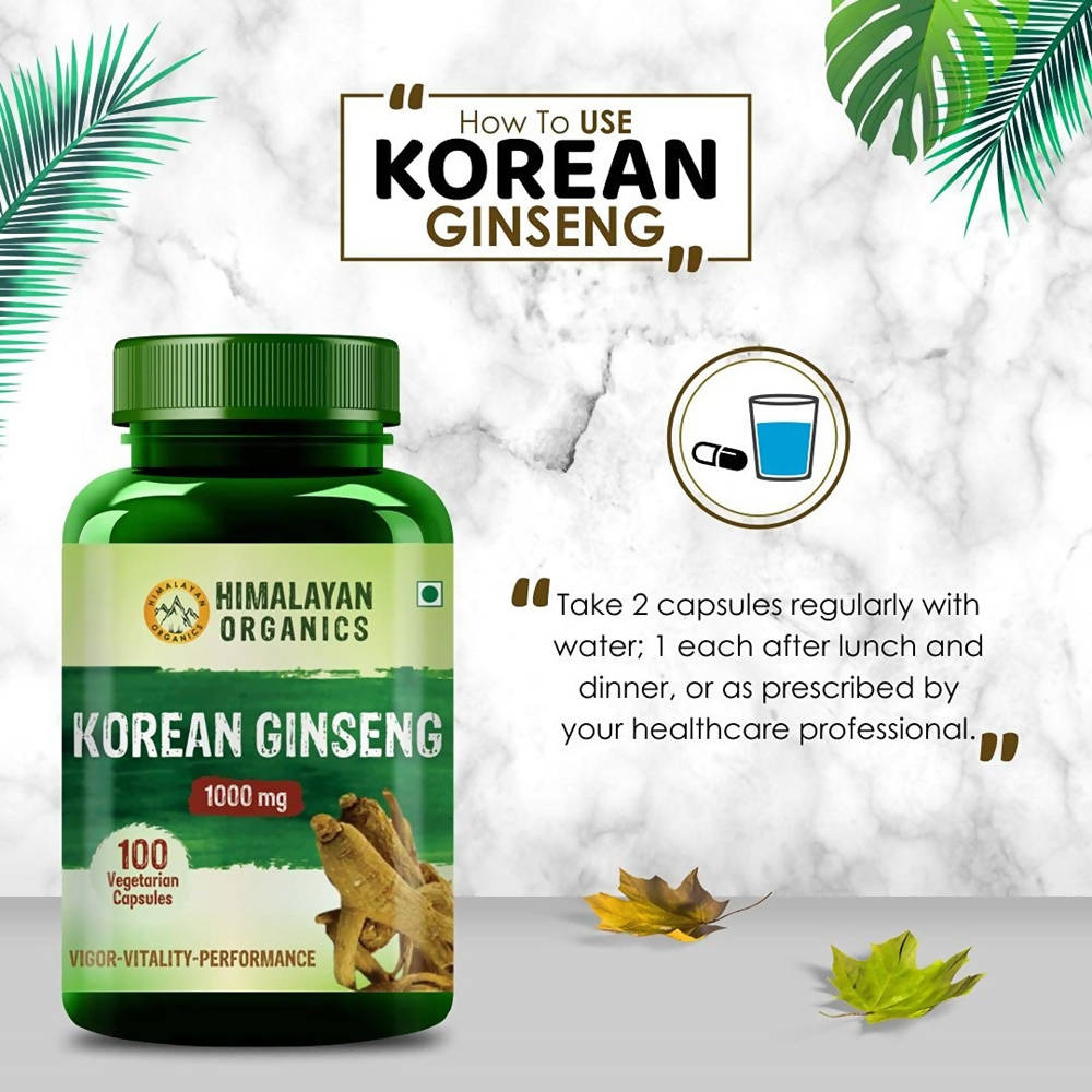 Himalayan Organics Korean Ginseng 1000 mg Vegetarian Capsules