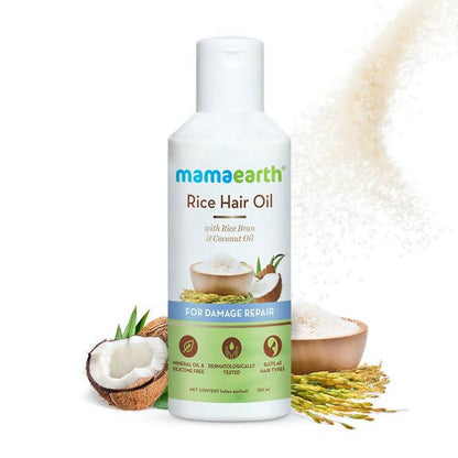 Mamaearth Rice Hair Oil with Rice Bran & Coconut Oil For Damage Repair