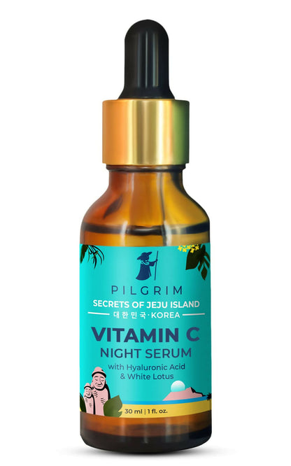 Pilgrim Korean Vitamin C Night Serum for glowing skin with Hyaluronic acid & White Lotus