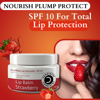 Dermistry Strawberry Lip Care Tint Balm Plumping Nourishing Retinol SPF 10 for Glossy Lips