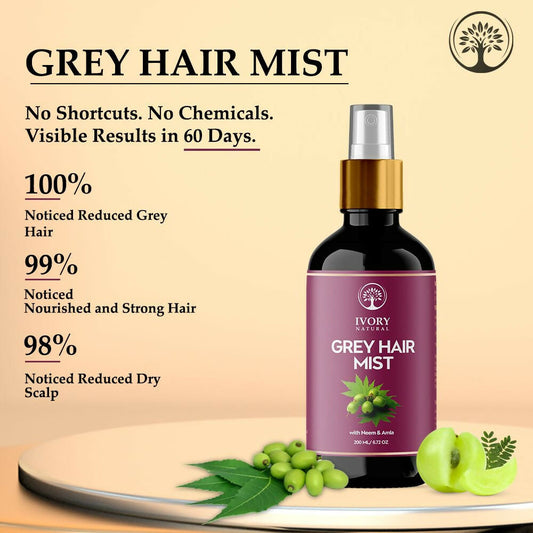 Ivory Natural Hair Mist For Greys Organic For Early Greying & Achieve Natural Black Color