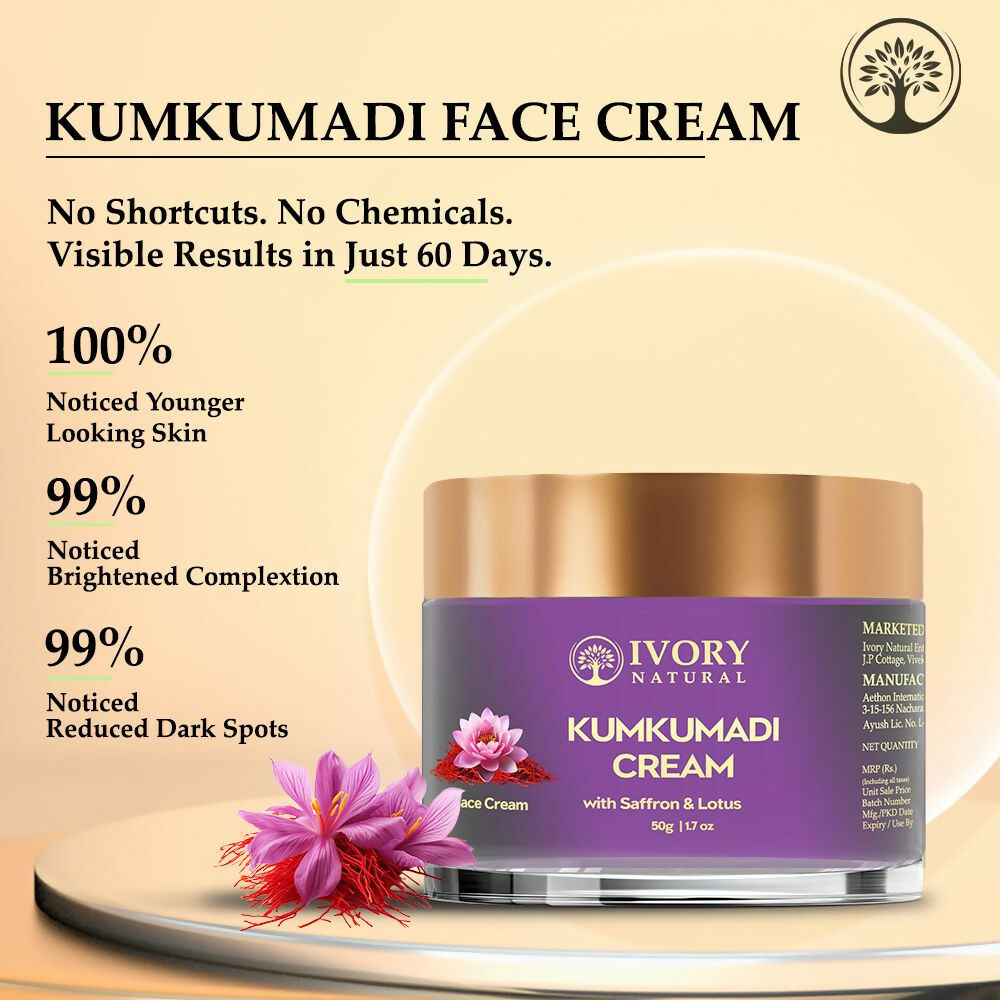 Ivory Natural Kumkumadi Night Cream For Skin For Skin Tone & Texture, Reduce Blemishes & Dark Spots