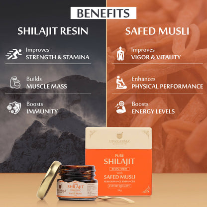 Upakarma Ayurveda Pure SJ Resin with Safed Musli & Pure SJ Resin with Gold Dust Combo