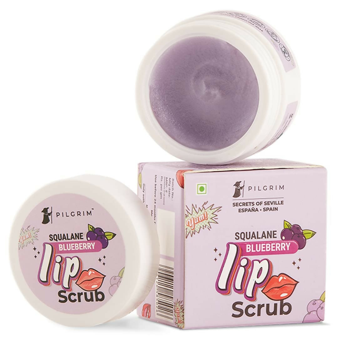 Pilgrim Spanish Lip Scrub (Blueberry) For Dark Lips, Gentle Exfoliation, Hydrated, Smooth & Soft Lips