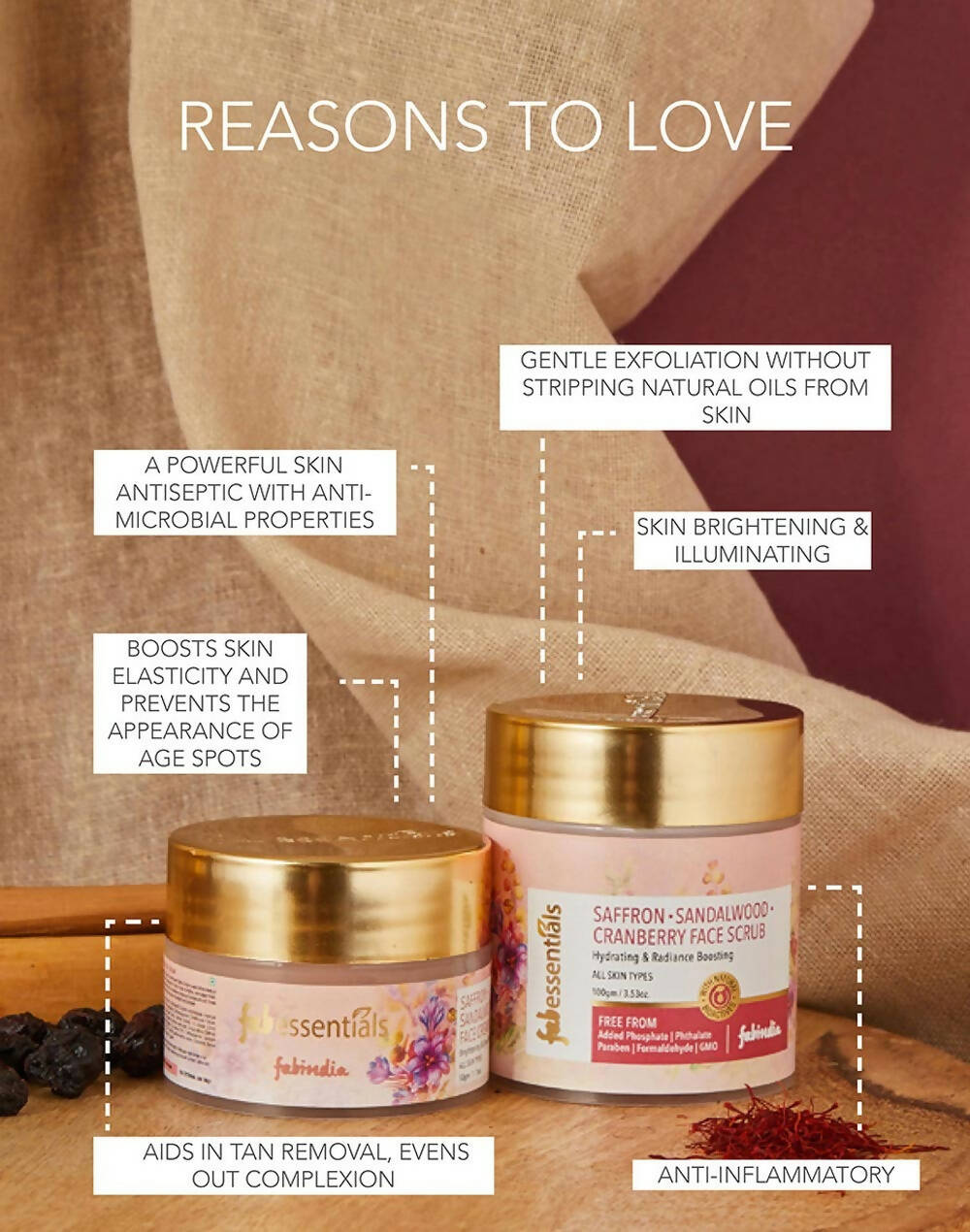 Fabessentials Saffron Sandalwood Cranberry Face Scrub