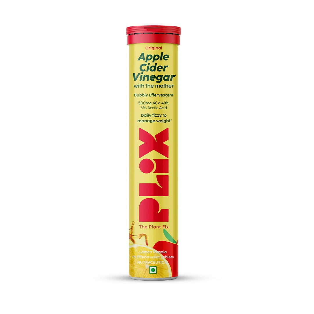 PLIX The Plant Fix Apple Cider Vinegar Effervescent Tablet with Mother - Lemon Masala - BUDEN