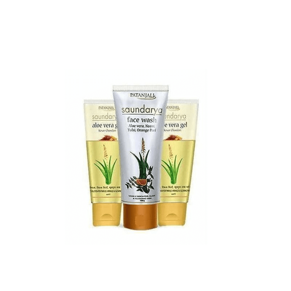 Patanjali Saundarya Face Wash & Aloe Vera Kesar Chandan Combo - 100GM