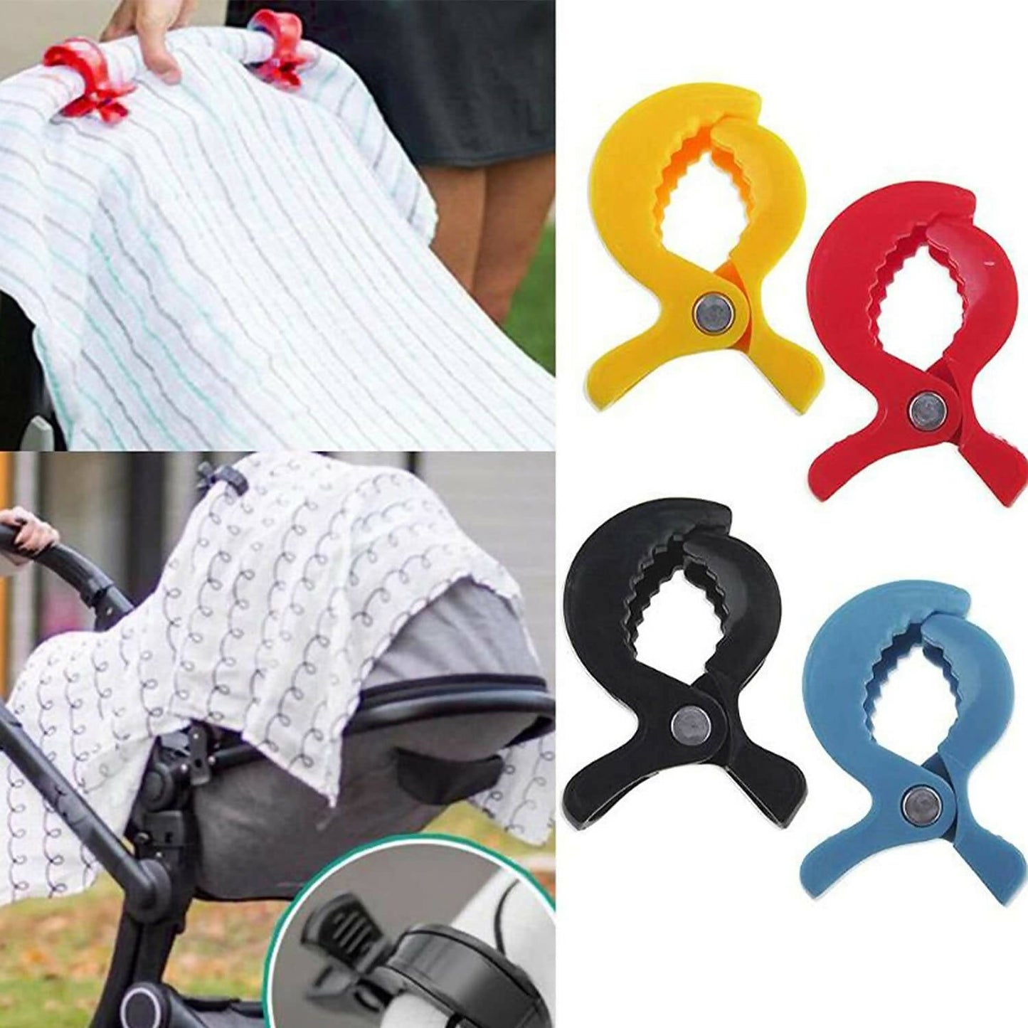 Safe-O-Kid Baby Stroller Seat Cover Clips For Protection & Safety for kids- Black