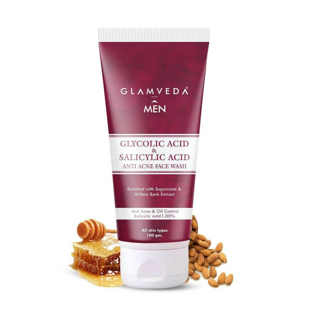 Glamveda Men Glycolic Acid & Salicylic Acid Anti Acne Face Wash - usa canada australia