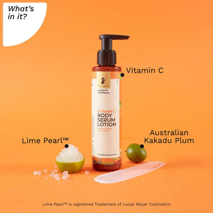 Pilgrim Australian Vitamin C Body Serum Lotion with Kakadu Plum & Lime Pearl, Fades Dark Spots & Evens Skin Tone For Brightening & Detan