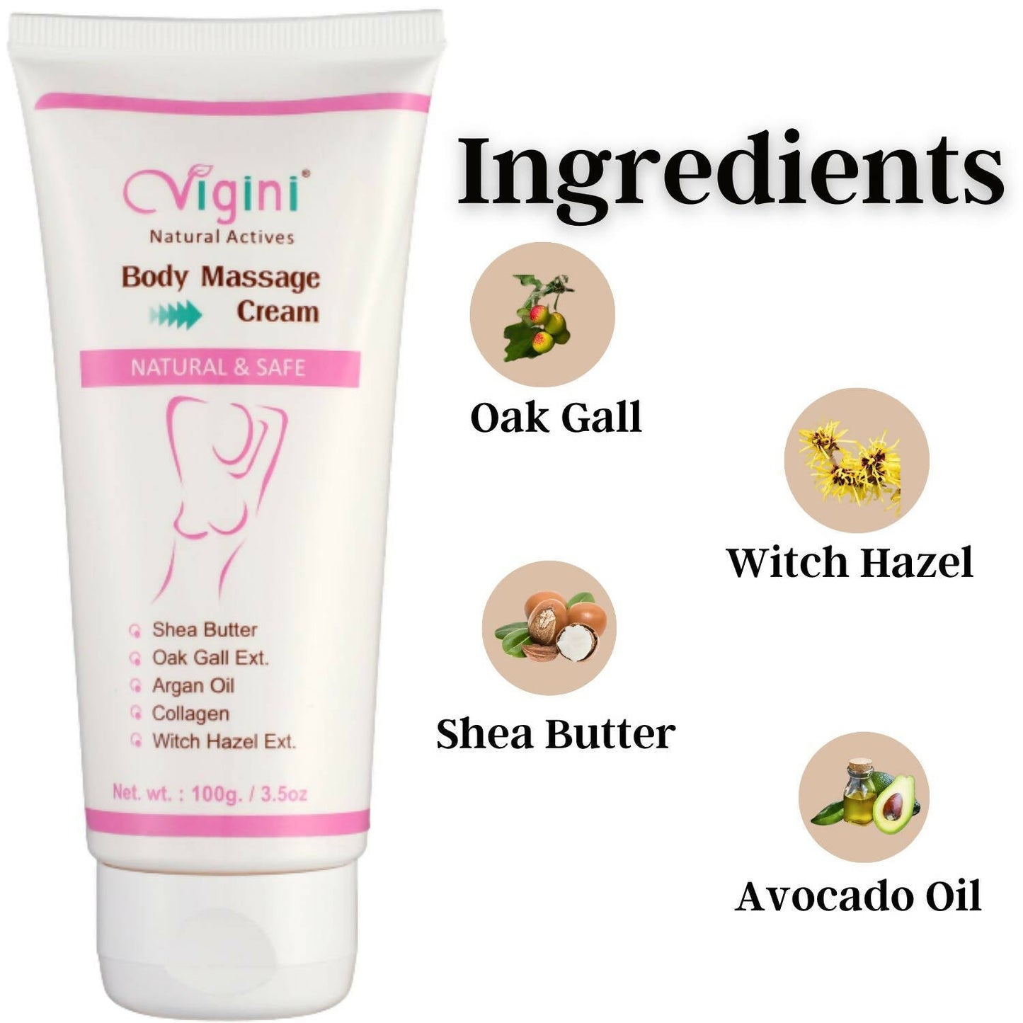 Vigini Natural Actives Bust Breast Body Toner Firming Massage Oil Cream