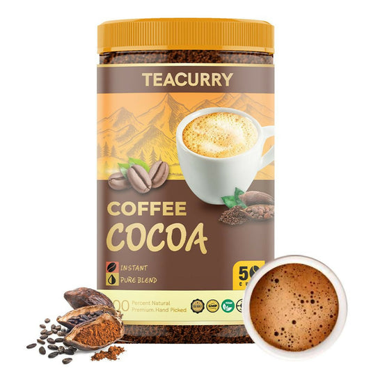 Teacurry Cocoa Instant Coffee Powder - Arabica Freeze Dried Coffee for Instant Hot & Cold Coffee - 50GM