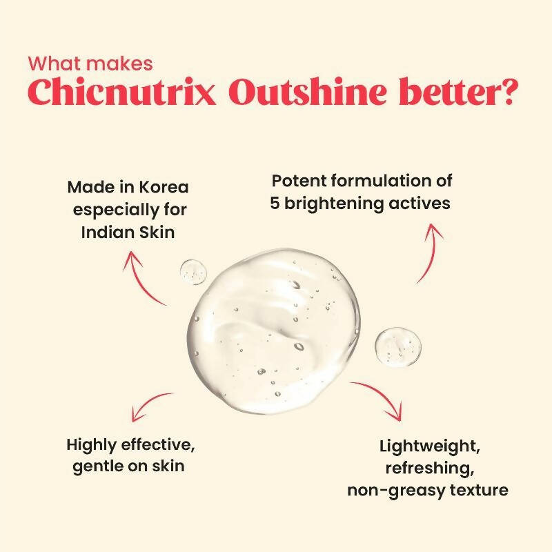 Chicnutrix Outshine Face Serum - Niacinamide + Vitamin C + Glutathione + Arbutin - Glowing Skin