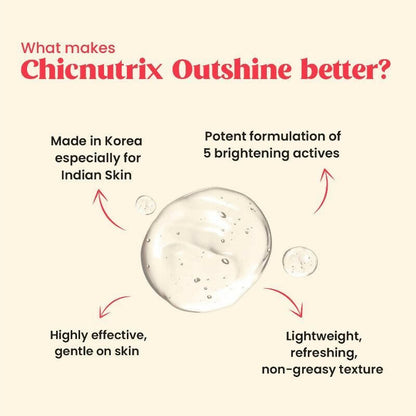 Chicnutrix Outshine Face Serum - Niacinamide + Vitamin C + Glutathione + Arbutin - Glowing Skin