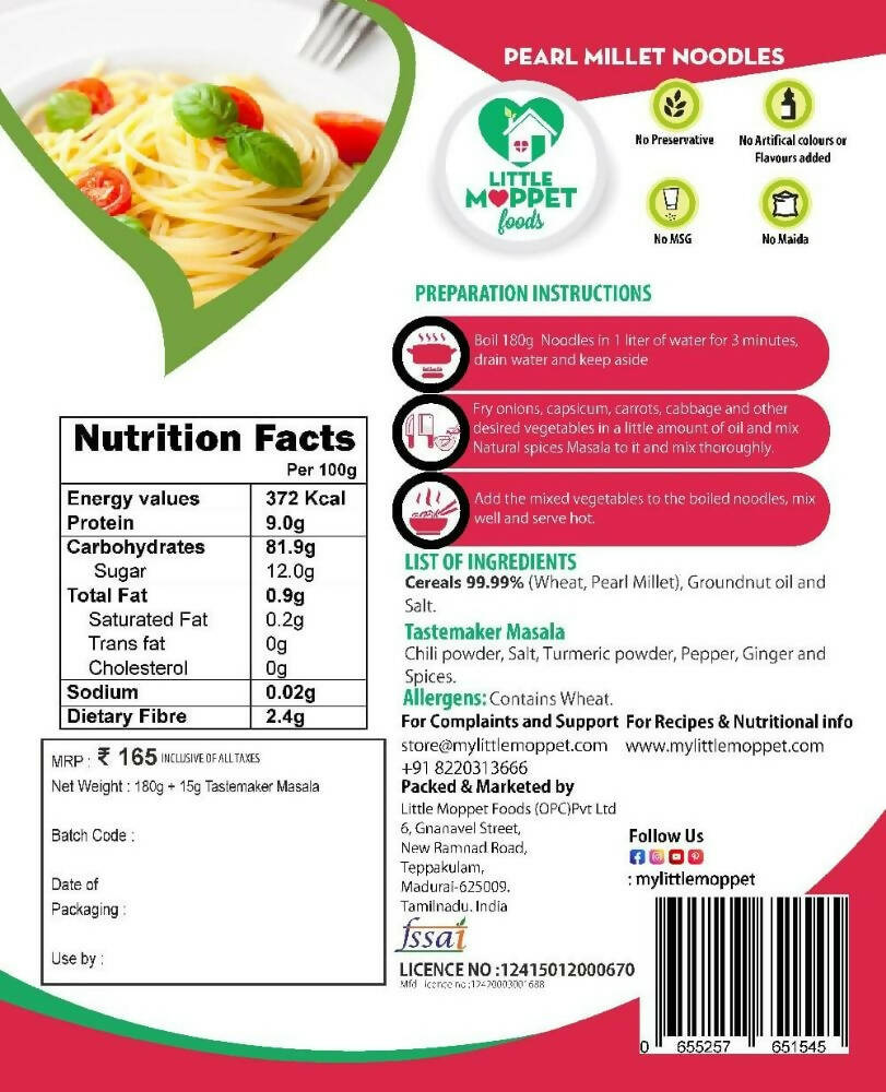 Little Moppet Foods Pearl Millet Noodles