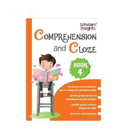 Scholars Insights Comprehension and Cloze Grade 4|English Vocabulary, Grammar Skill Book 4| Ages 9-10 Years -  buy in usa 