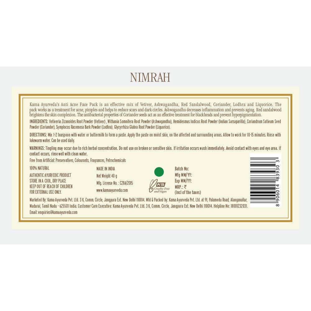 Kama Ayurveda Nimrah Anti Acne Face Pack