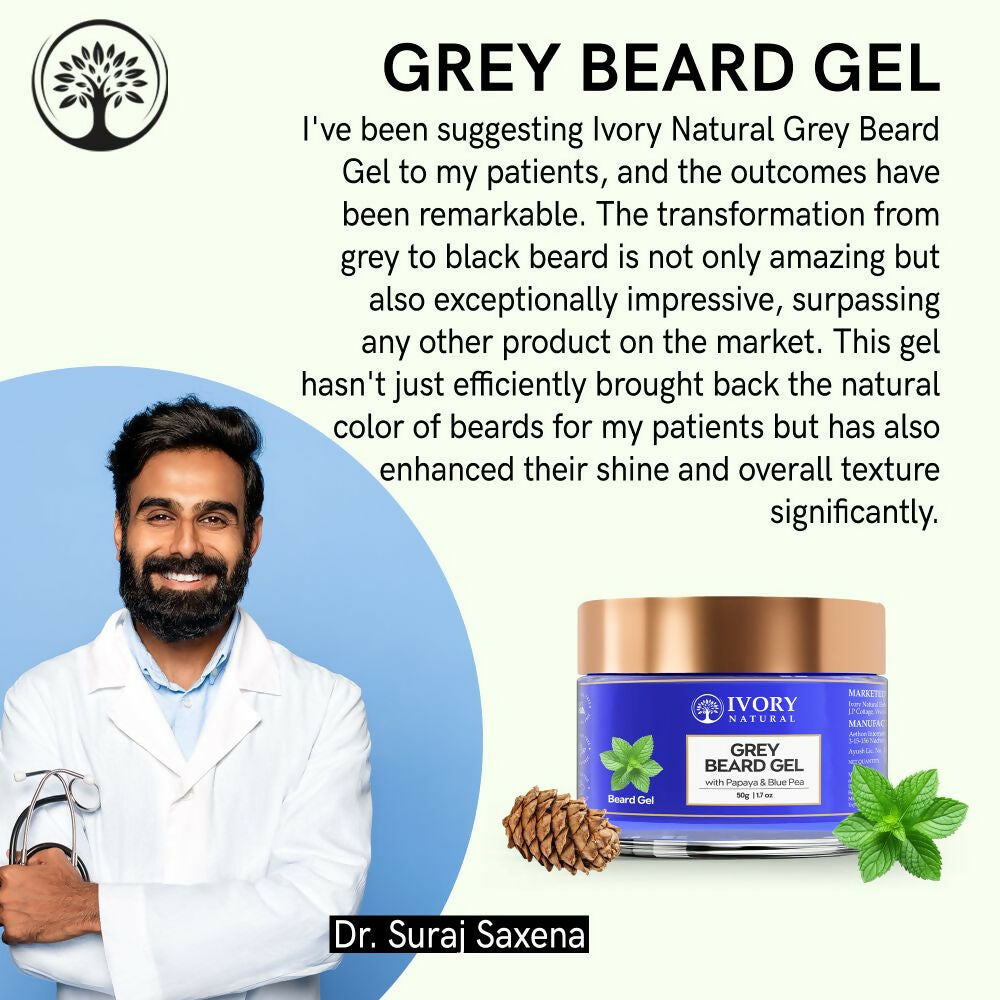 Ivory Natural Grey Beard Gel Restores Dark Shine & Vibrant Of Beard