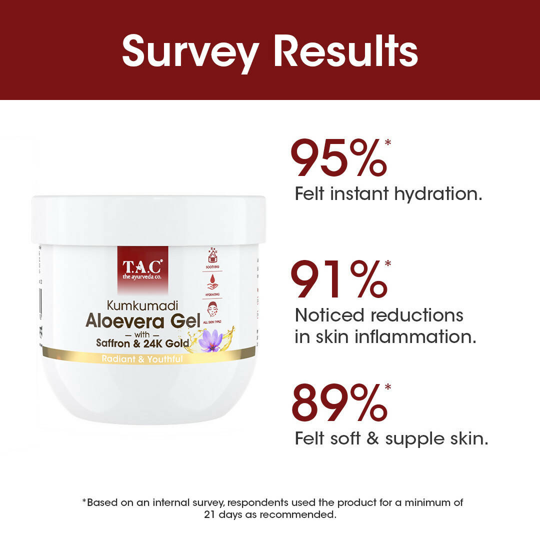 TAC - The Ayurveda Co. Kumkumadi Natural Aloevera Gel for Face & Body with Saffron & 24K Gold Flakes