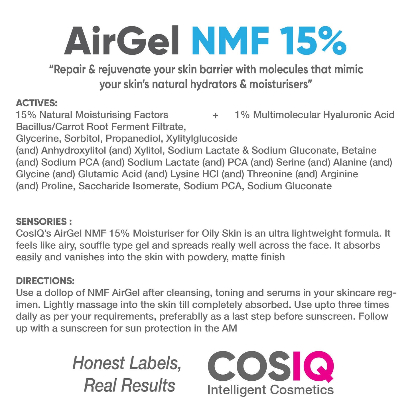 Cos-IQ AirGel NMF 15% for Oily Skin Moisturizer