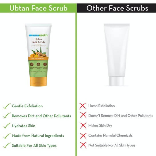 Mamaearth Ubtan Face Scrub with Turmeric & Walnut for Tan Removal