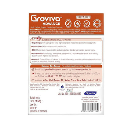 Groviva Advance High Protein Enteral Feed Child Formula Powder - Vanilla Flavor