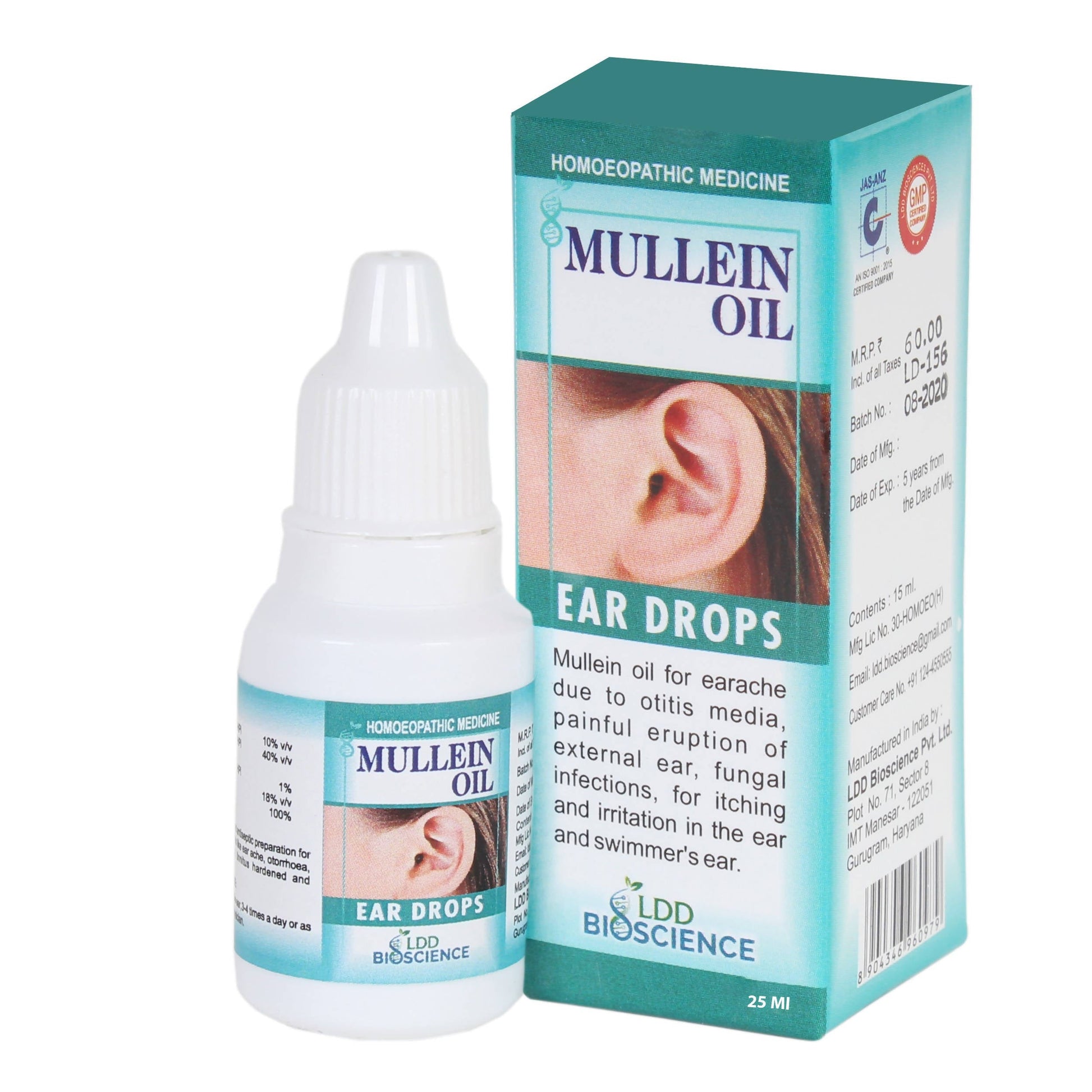 LDD Bioscience Homeopathy Mullein Oil Ear Drops