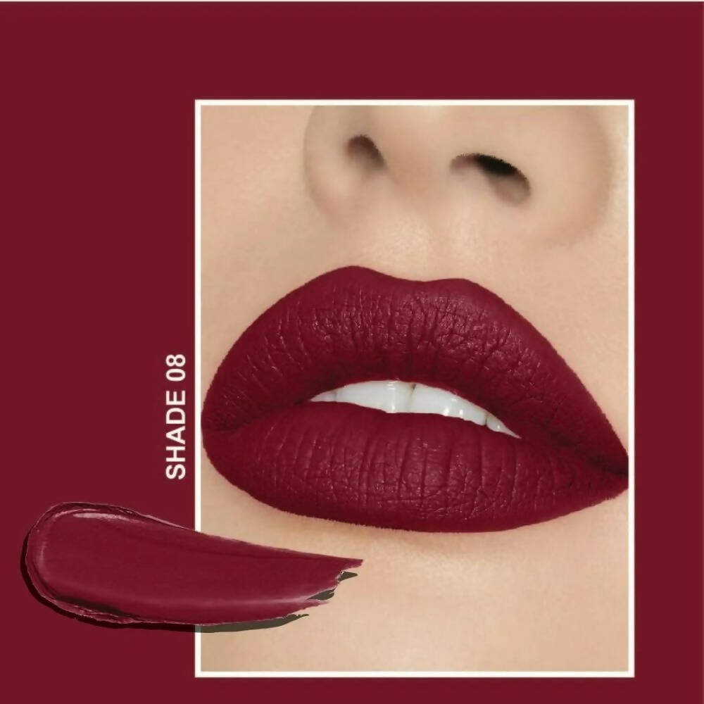 Flicka Tomato Maroon Matte Finish Lipstick Shade 08