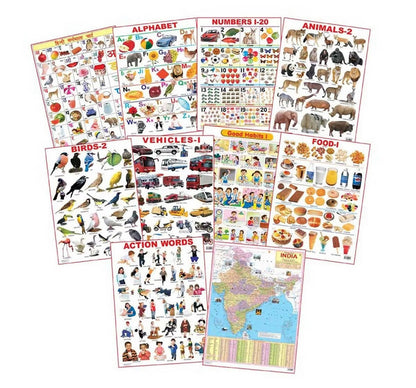 Dreamland Educational Charts - Combo 2 (10 Charts) : Children Early Learning Laminated Chart -  buy in usa 