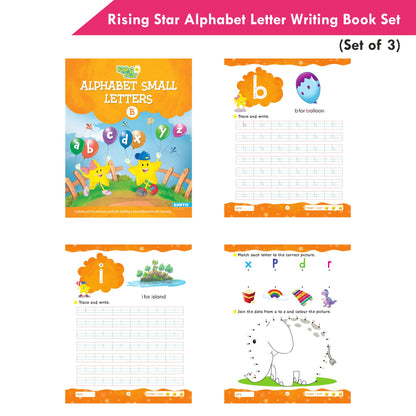 Rising Star Alphabet Capital & Small Letter Writing Practice Books Set for Kids| Set of 3| Ages 3-6 Years