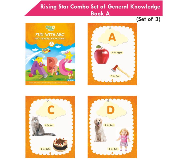 Rising Star General Knowledge & Conversation Book A| Set of 3| Fun With ABC, Environmental Studies, Good Habit| Picture Dictionary| Ages 3-7 Years