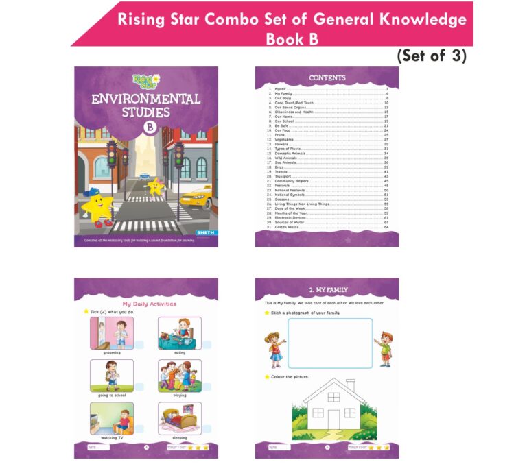 Rising Star General Knowledge & Conversation Book B| Set of 3| Picture Talk, EVS Book, Good Habit, National Festival & Symbols| Ages 3-7 Years