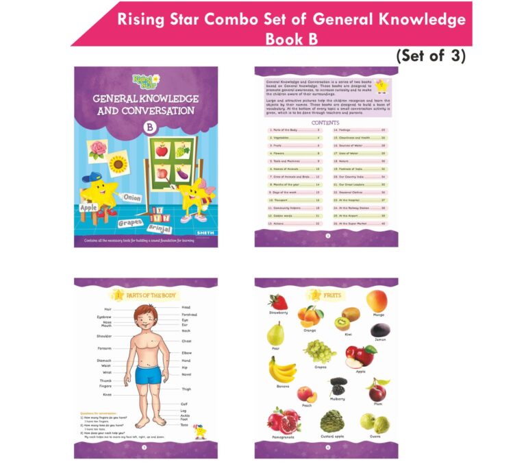 Rising Star General Knowledge & Conversation Book B| Set of 3| Picture Talk, EVS Book, Good Habit, National Festival & Symbols| Ages 3-7 Years