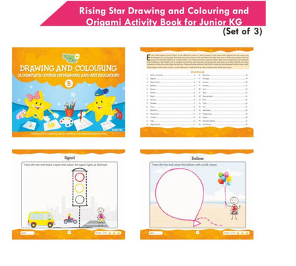 Rising Star Kids Learning Drawing, Colouring & Origami Activity Book for Junior KG Set of 3| Learn To Colour| Paper Folding Book| Ages 4-5 Years