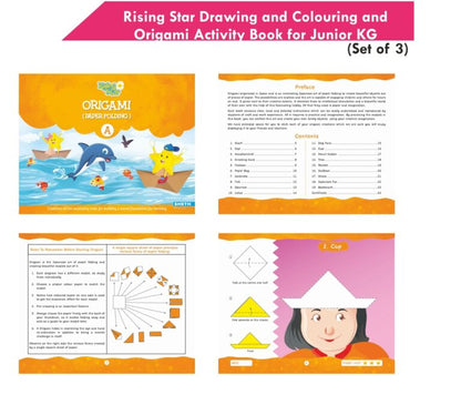 Rising Star Kids Learning Drawing, Colouring & Origami Activity Book for Junior KG Set of 3| Learn To Colour| Paper Folding Book| Ages 4-5 Years