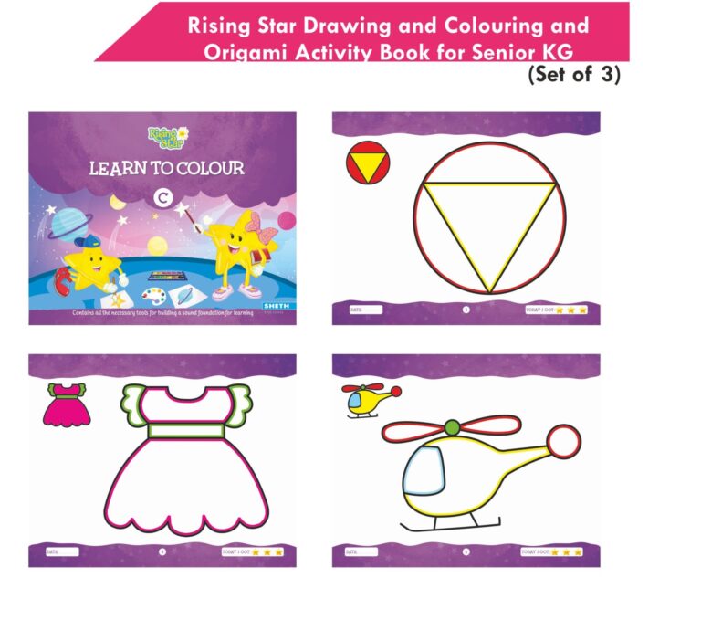 Rising Star Kids Learning Drawing, Colouring & Origami Activity Book for Senior KG Set of 3| Learn To Colour| Paper Folding Book| Ages 5-6 Years