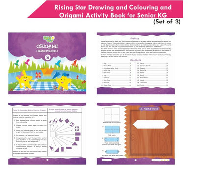 Rising Star Kids Learning Drawing, Colouring & Origami Activity Book for Senior KG Set of 3| Learn To Colour| Paper Folding Book| Ages 5-6 Years