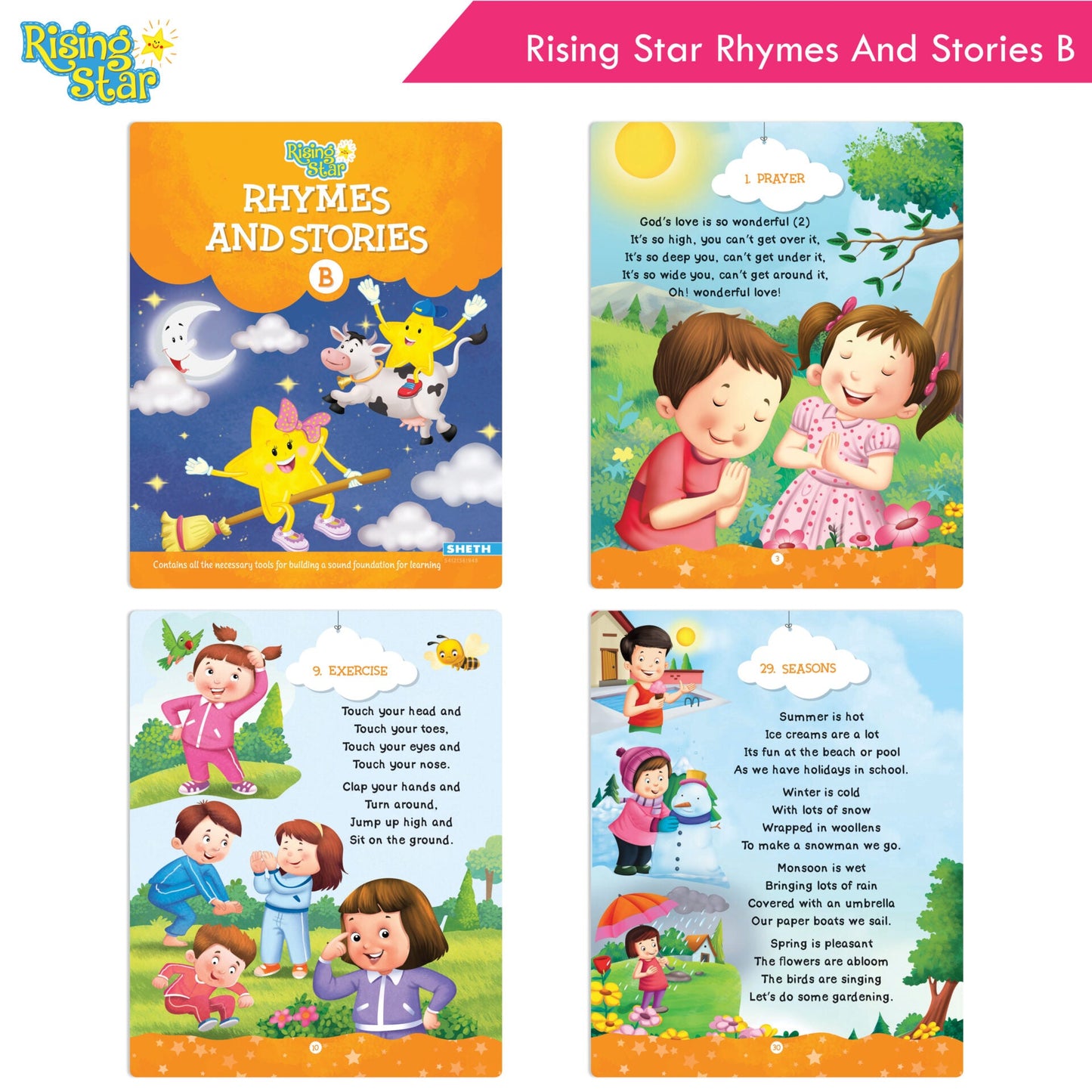 Rising Star Fun Learning Junior KG Books Set of 6 Ages 4-5 Years| Alphabet, Cursive Writing, Number, Colouring, Pattern Writing, Rhymes & Stories