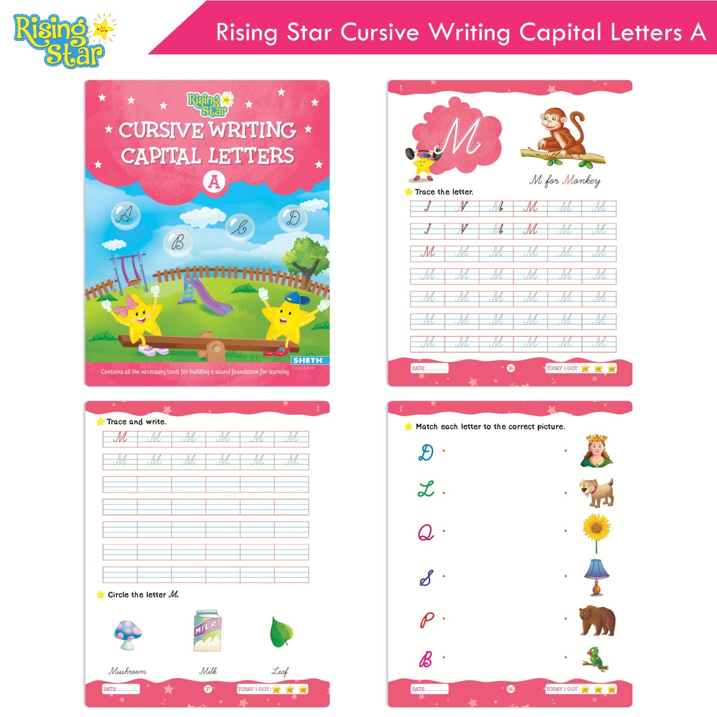 Rising Star Fun Learning Nursery Books Set of 6| Ages 4-5 Years| Alphabet, Cursive & Pattern Writing, Numbers, Colouring, Rhymes & Stories Book