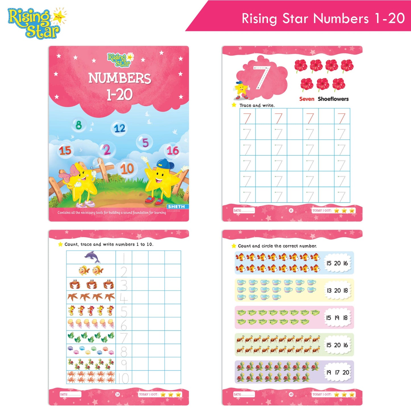 Rising Star Fun Learning Nursery Books Set of 6| Ages 4-5 Years| Alphabet, Cursive & Pattern Writing, Numbers, Colouring, Rhymes & Stories Book