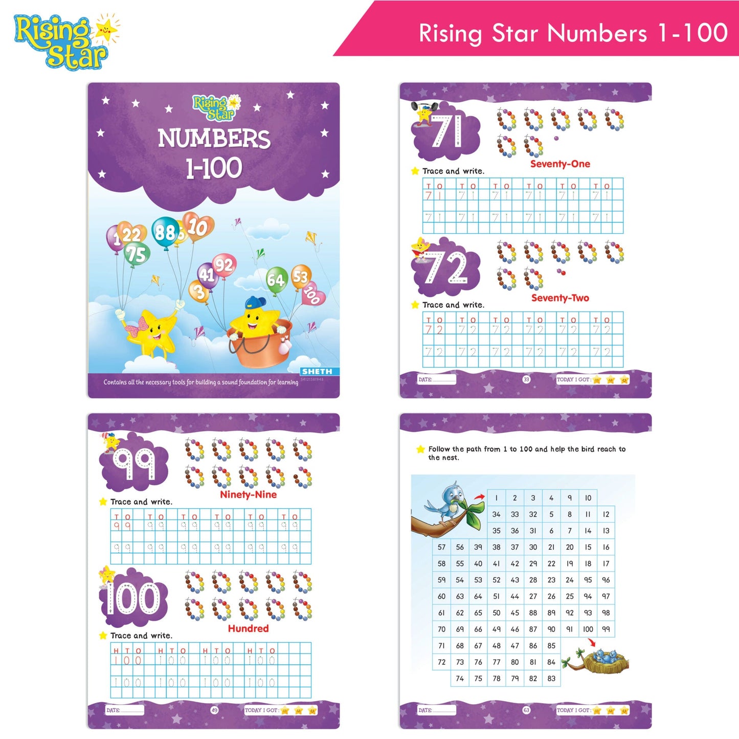 Rising Star Fun Learning Senior KG Books Set of 6| Ages 5-6 Years| Alphabet Letters, Cursive Writing, Number, Colouring, Rhymes & Stories Book