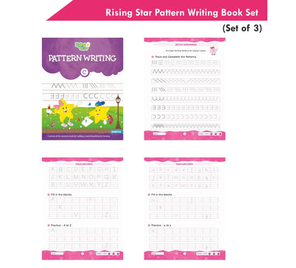 Rising Star Pattern Writing Book Set (Set of 3)| Ages 3-7 years| Trace & Write Patterns, Numbers, Letters, etc.