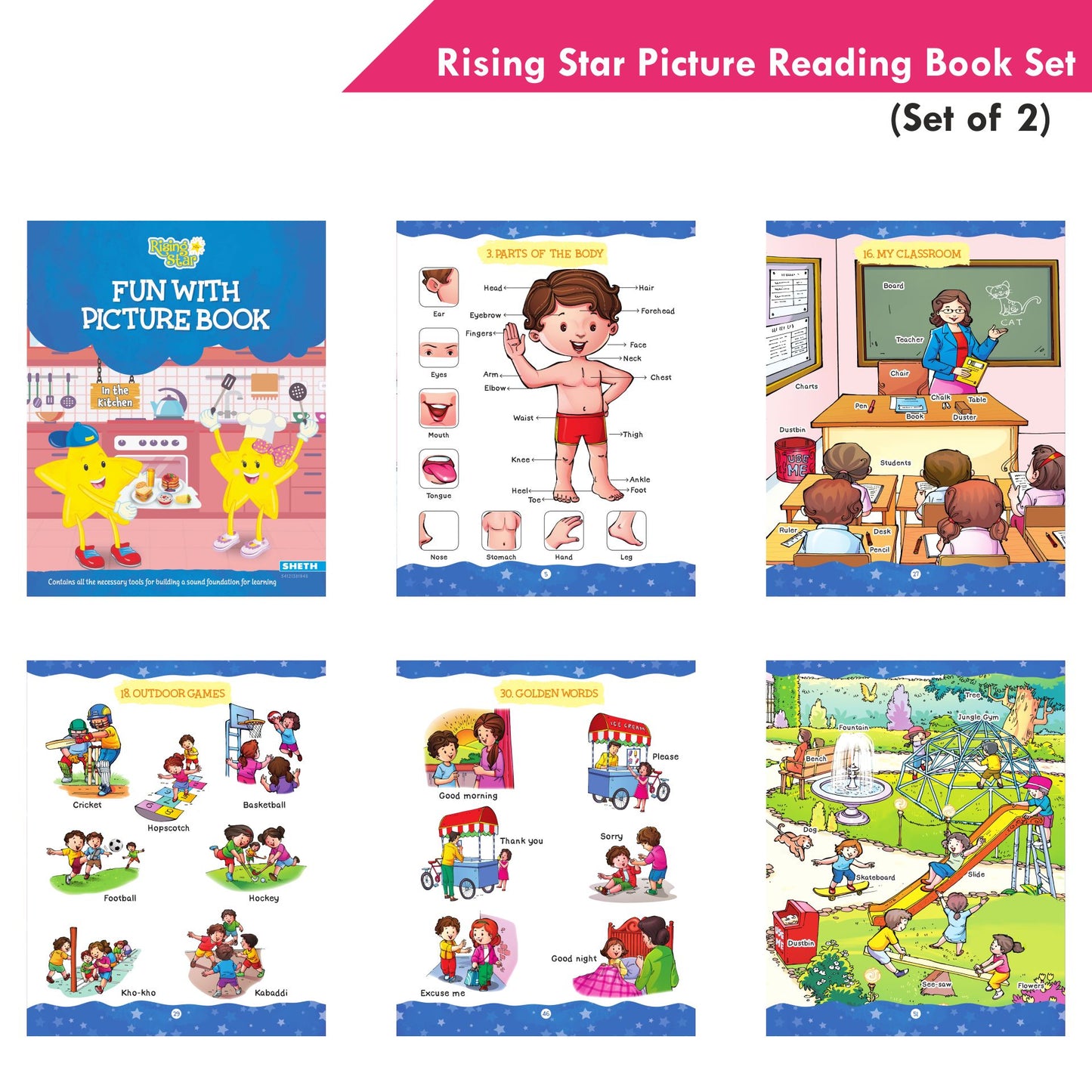 Rising Star Fun with Picture Reading Books Set (Set of 2)| General Knowledge| ABC Picture Dictionary| Ages 3-6 Years