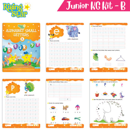 Rising Star Preschool Learning Junior KG Kit B| Alphabet Letters Writing| Numbers| General Knowledge| Rhymes & Stories| Worksheets & Assessment Book