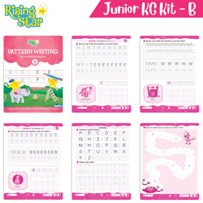 Rising Star Preschool Learning Junior KG Kit B| Alphabet Letters Writing| Numbers| General Knowledge| Rhymes & Stories| Worksheets & Assessment Book