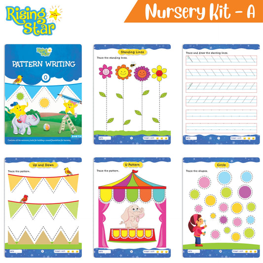 Rising Star Preschool Learning Nursery Kit A| General Knowledge| Know Your Alphabet| Numbers| Rhymes & Stories| Worksheets & Assessment Book