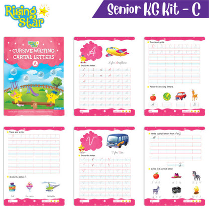 Rising Star Preschool Learning Senior KG Kit C| Cursive Writing Alphabet Letters| General Knowledge| Rhymes & Stories| Worksheets & Assessment Sheet