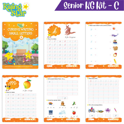 Rising Star Preschool Learning Senior KG Kit C| Cursive Writing Alphabet Letters| General Knowledge| Rhymes & Stories| Worksheets & Assessment Sheet