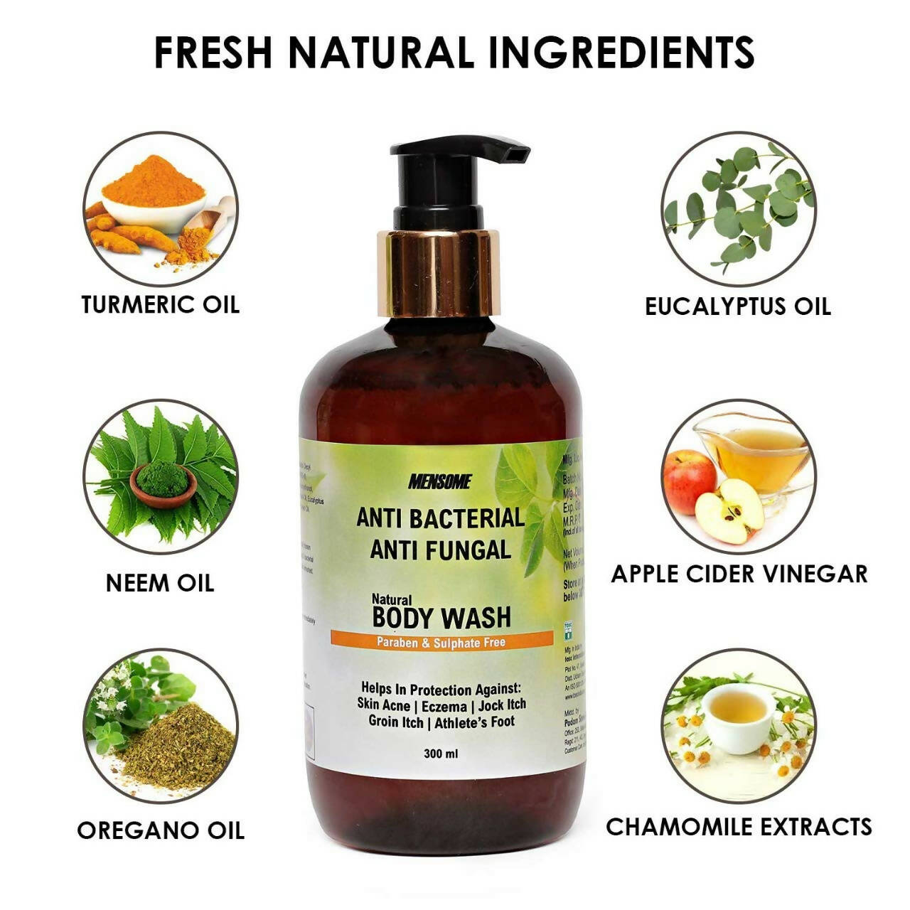 MENSOME Natural Anti Bacterial & Anti Fungal Body Wash Gel